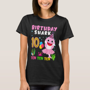 Kids Baby Cute Shark 10th Birthday Boy Girl 10 Yea T-Shirt