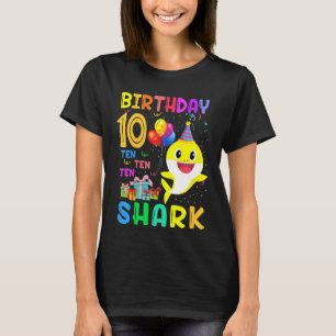 Kids Baby Cute Shark 10th Birthday Boy Girl 10 Yea T-Shirt