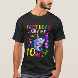 Kids Baby Cute Shark 10Th Birthday Boy Girl 10 Yea T-Shirt