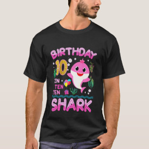 Kids Baby Cute Shark 10th Birthday Boy Girl 10 Yea T-Shirt