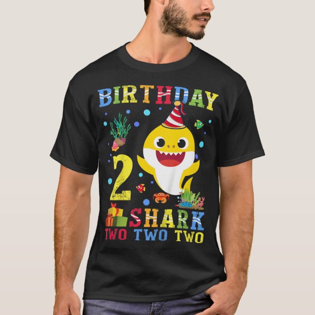 Kids Baby Cute Shark 2nd Birthday Boy Girl 2 Year  T-Shirt (Front)