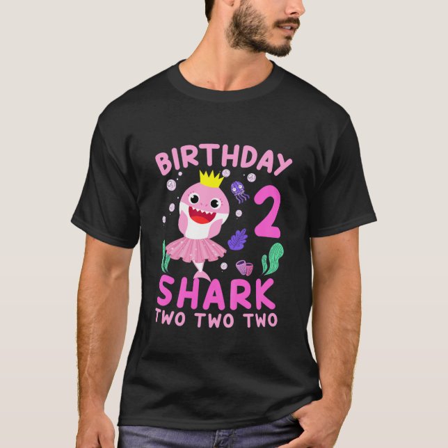 Kids Baby Cute Shark 2Nd Birthday Boy Girl 2 Year T-Shirt (Front)