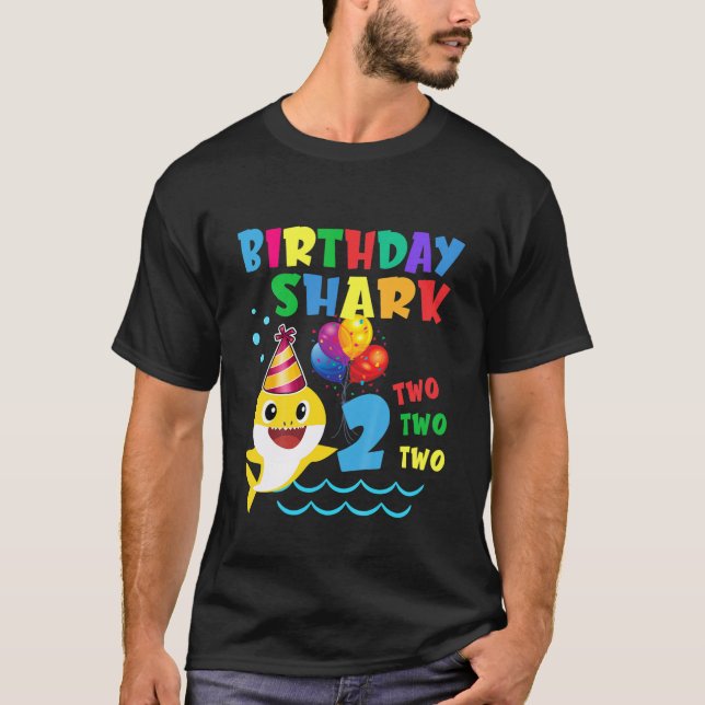 Kids Baby Cute Shark 2Nd Birthday Boy Girl 2 Year T-Shirt (Front)