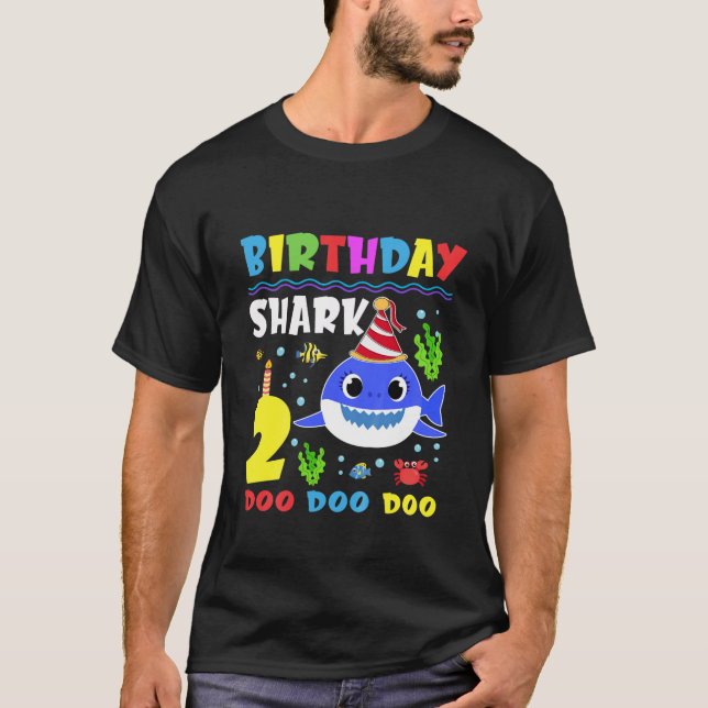Kids Baby Cute Shark 2Nd Birthday Boy Girl 2 Year T-Shirt (Front)