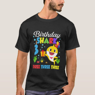 Kids Baby Cute Shark 3Rd Birthday Boy Girl 3 Year T-Shirt