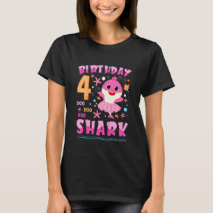 Kids Baby Cute Shark 4th Birthday Boy Girl 4 Year T-Shirt