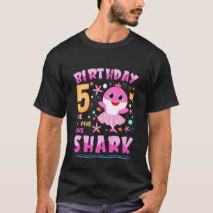 Kids Baby Cute Shark 5th Birthday Boy Girl 5 Year  T-Shirt