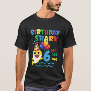 Kids Baby Cute Shark 6Th Birthday Boy Girl 6 Year T-Shirt