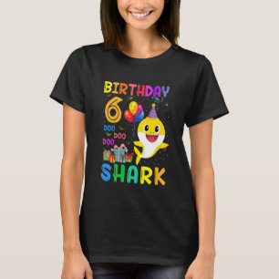 Kids Baby Cute Shark 6th Birthday Boy Girl 6 Year T-Shirt