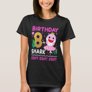 Kids Baby Cute Shark 8th Birthday Boy Girl 8 Year T-Shirt