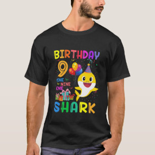 Kids Baby Cute Shark 9Th Birthday Boy Girl 9 Year T-Shirt