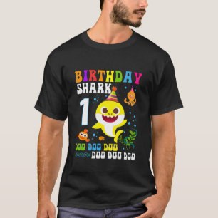 Kids Baby Cute Shark Birthday Boy 1 Year Old Gift T-Shirt
