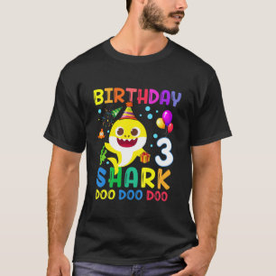 Kids Baby Cute Shark Birthday Boy 3 Year Old Gift T-Shirt