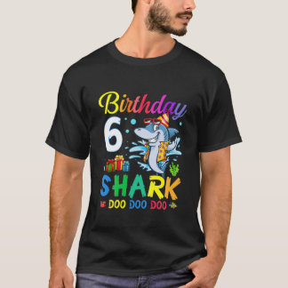 Kids Baby Cute Shark Birthday Boy 6 Year Old Gift T-Shirt