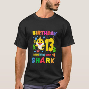 Kids Baby Shark 13Th Birthday Boy Girl Two 13 Year T-Shirt