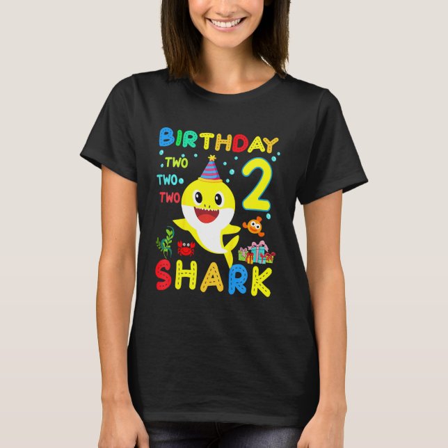Kids Baby Shark 2nd Birthday Boy Girl 2 Year Old K T-Shirt (Front)