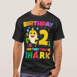 Kids Baby Shark 2nd Birthday Boy Girl Two 2 Year O T-Shirt