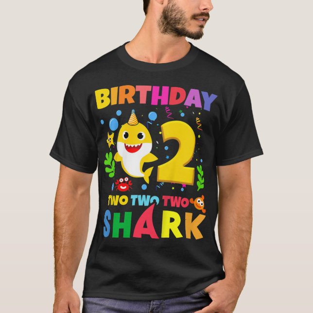 Kids Baby Shark 2nd Birthday Boy Girl Two 2 Year O T-Shirt (Front)