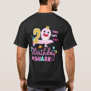 Kids Baby Shark 2nd Birthday Boy Girl Two 2 Year O T-Shirt