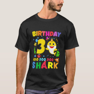 Kids Baby Shark 3Rd Birthday Boy Girl Three 3 Year T-Shirt
