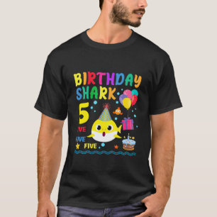 Kids Baby Shark 5Th Birthday Boy Girl 5 Year Old G T-Shirt