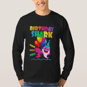Kids Baby Shark Birthday Boy 3 Year Old  Doo Doo D T-Shirt