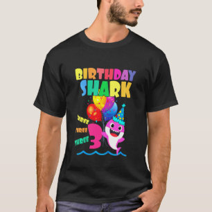 Kids Baby Shark Birthday Boy 3 Year Old  Doo Doo D T-Shirt