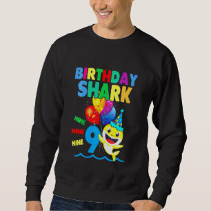 Kids Baby Shark Birthday Boy 9 Year Old Doo Doo D Sweatshirt