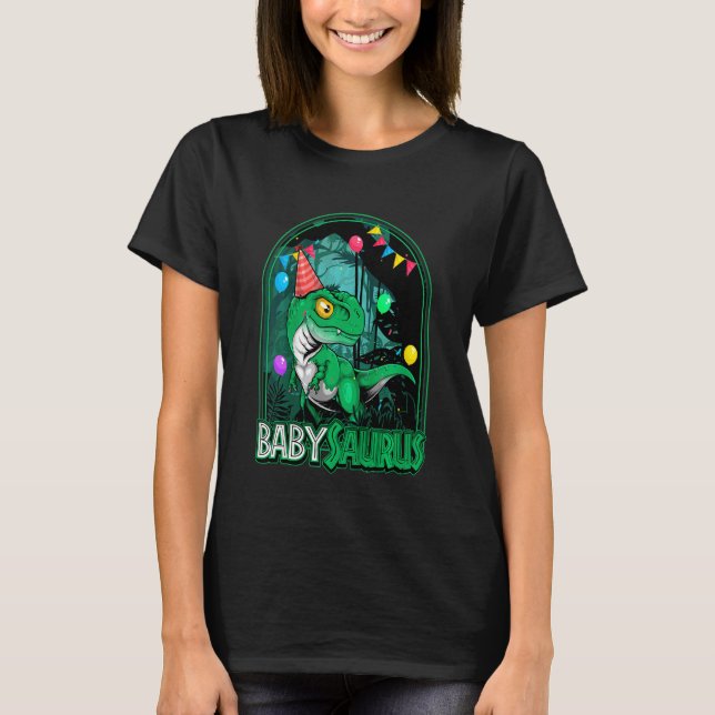 Kids Babysaurus Trex Dinosaur Boy Girl Matching Bi T-Shirt (Front)