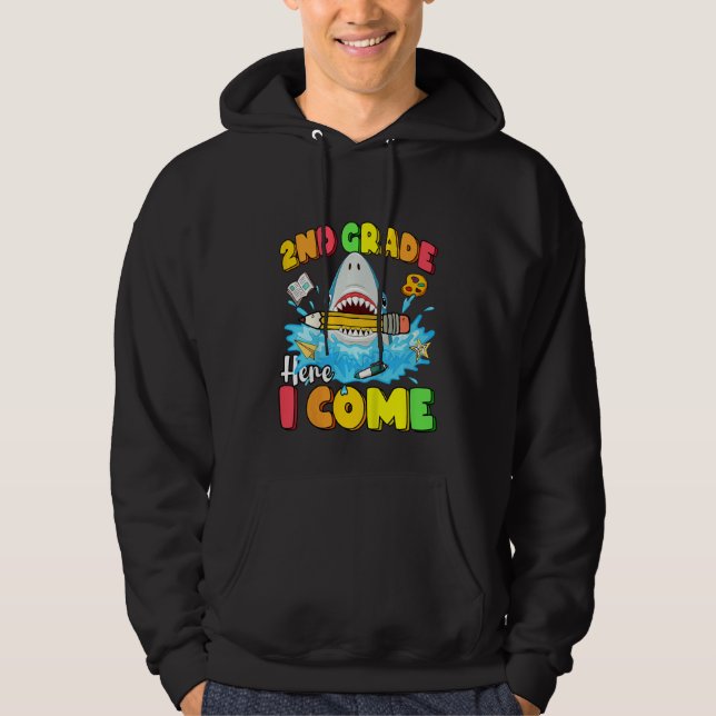 Kids Back To School 2nd Grade Here I Come  Shark G Hoodie (Front)