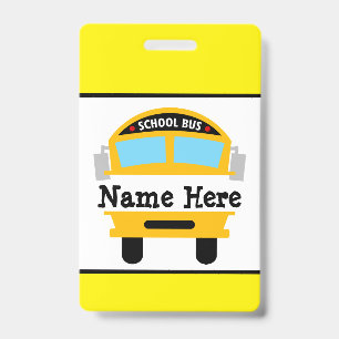 Kids Back to School Bus Personalise Name Badge ID Badge