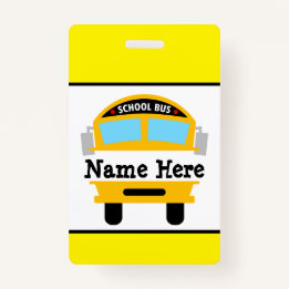 Kids Back to School Bus Personalise Name Badge ID Badge
