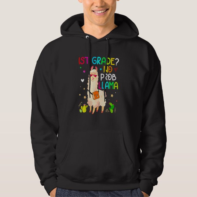 Kids Back To School No Prob Llama Boys Girls First Hoodie (Front)