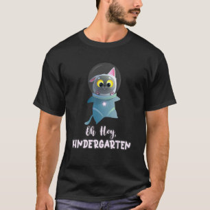 Kids Back To School Space Cat Says Hello Kindergar T-Shirt