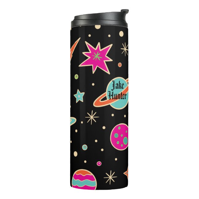 Kids' Back To School Space Rocket Pattern Name Thermal Tumbler (Rotated Left)