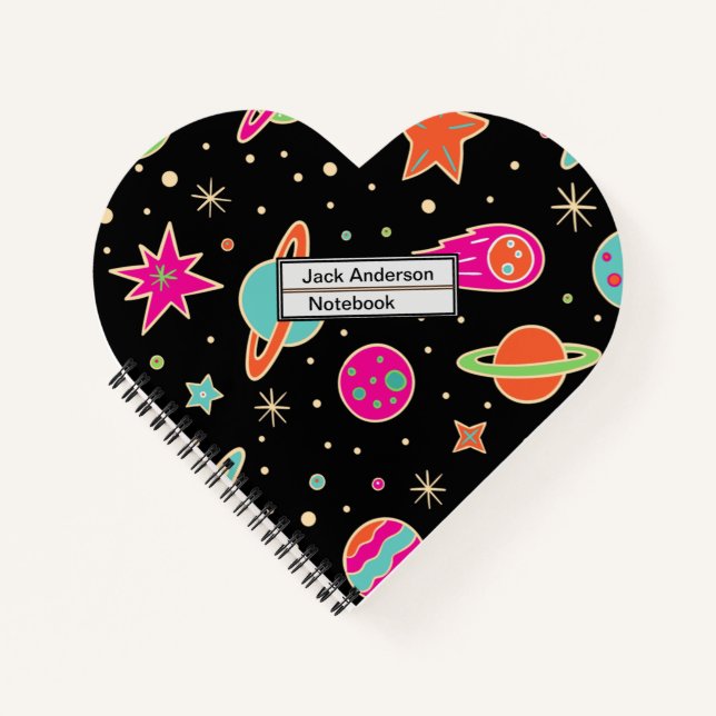 Kids' Back To School Space Rocket Pattern Notebook (Front)