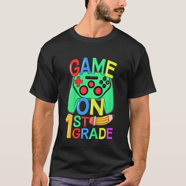 Kids Back To School Video Gamer 1st Grade Game On  T-Shirt (Front)