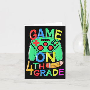Kids Back To School Video Gamer 4th Grade Game On  Card