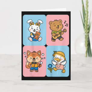 Kids Back To School With Forest Friends. Bunny  Card