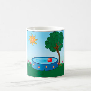 Kids Backyard Pool Scene with Sun Tree Coffee Mug