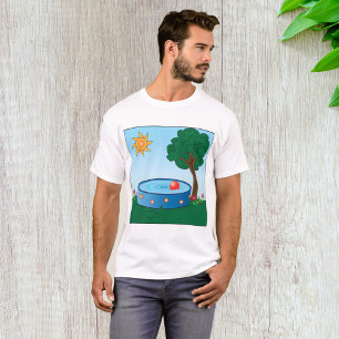 Kids Backyard Pool Scene with Sun Tree T-Shirt