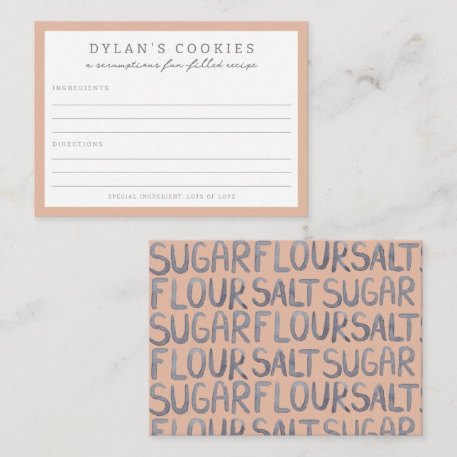 Kids' Baking Birthday Bash | Neutral Recipe Card (Front/Back)