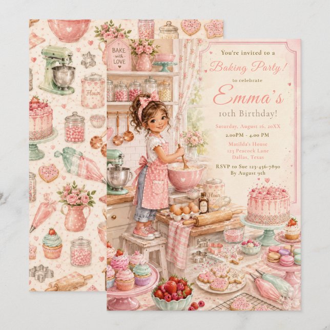 Kids Baking Birthday Invitation (Front/Back)
