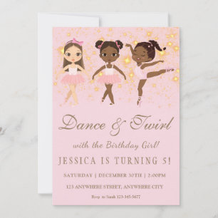 Kids Ballerina Birthday Party Invitation