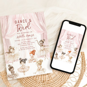 Kids Ballet Watercolor   Birthday Invitation