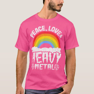 Kids Band Metal Rainbow Unicorn Peace Love  Heavy  T-Shirt