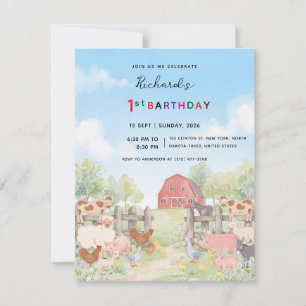 Kids Barnyard Birthday Party & Family Fun Party Invitation