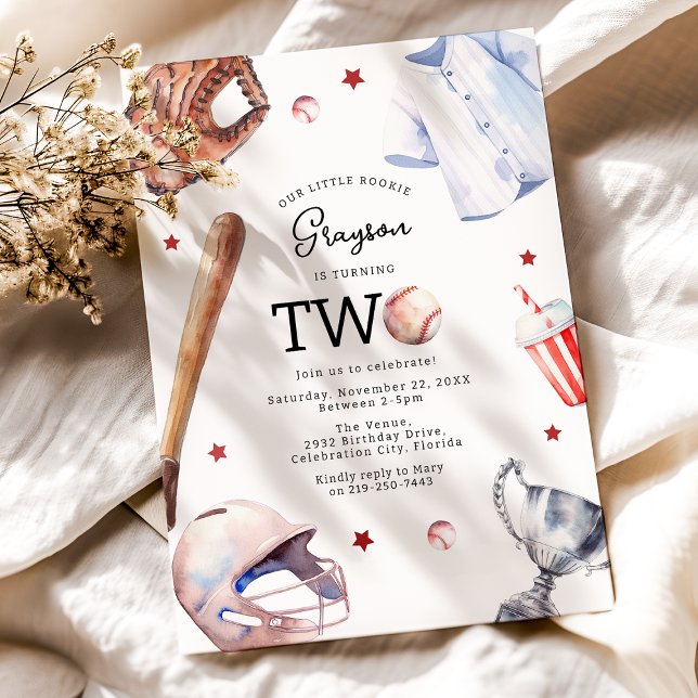 Kids Baseball 2nd Birthday Party Invitation (Creator Uploaded)