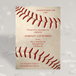 kids baseball birthday or team party invitation<br><div class="desc">This baseball themed party invitation for a child's birthday or team party features the realistic,  abstractly oversized image of a slightly used baseball,  upon which you can customise the party details to suit your event - by katz_d_zynes</div>