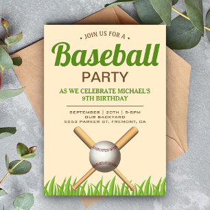 Kids Baseball Birthday Party Invitation